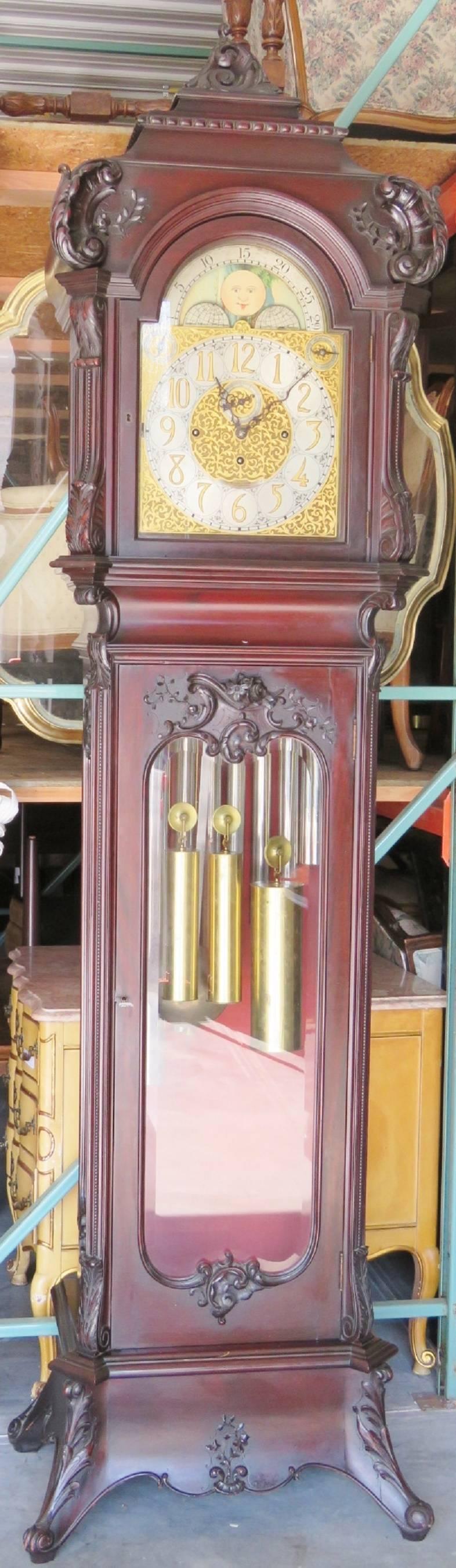 S. Kind & Sons Philadelphia Mahogany Grandfather's Clock 4