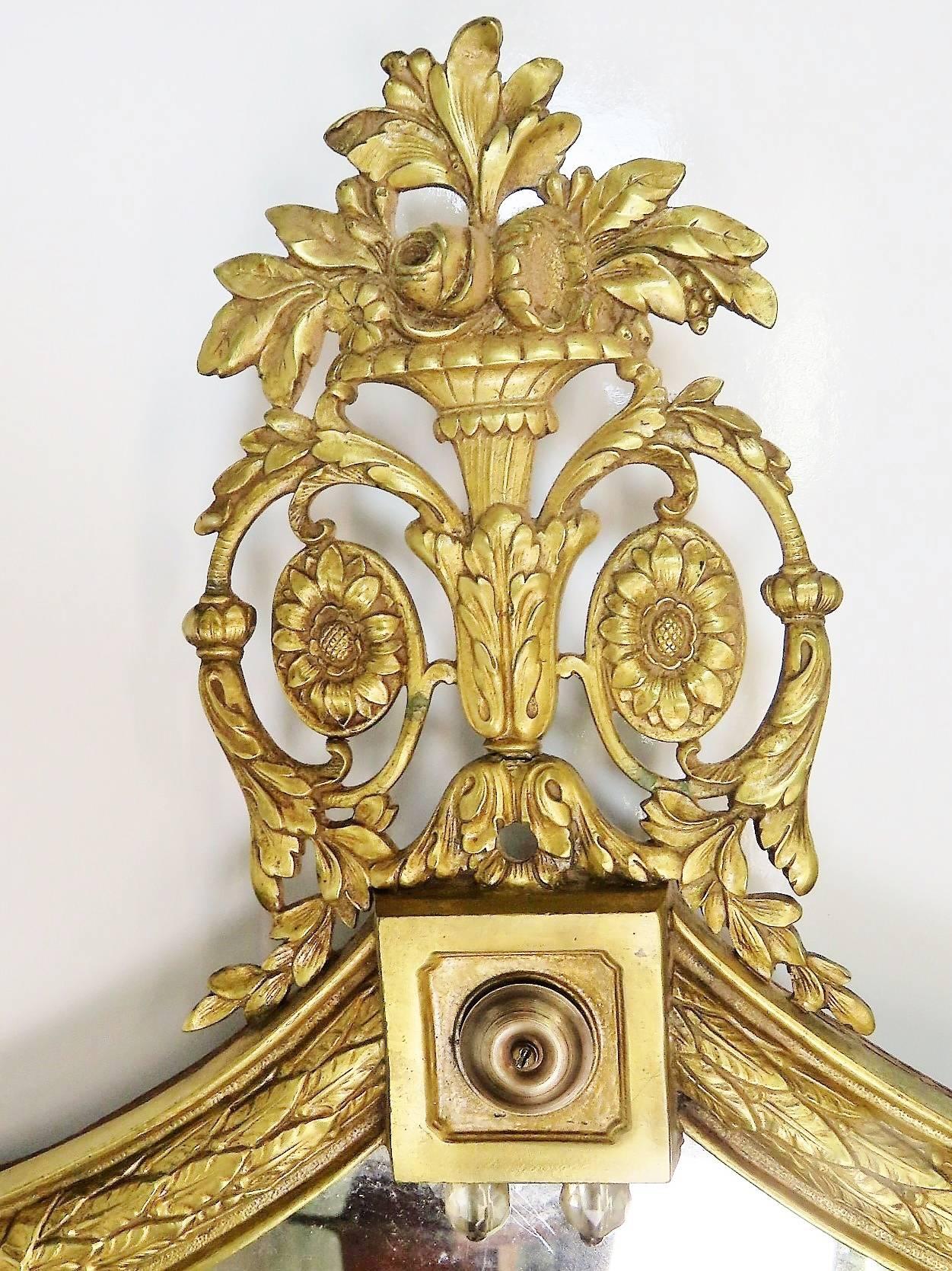 20th Century French Style Brass Hanging Wall Mirror
