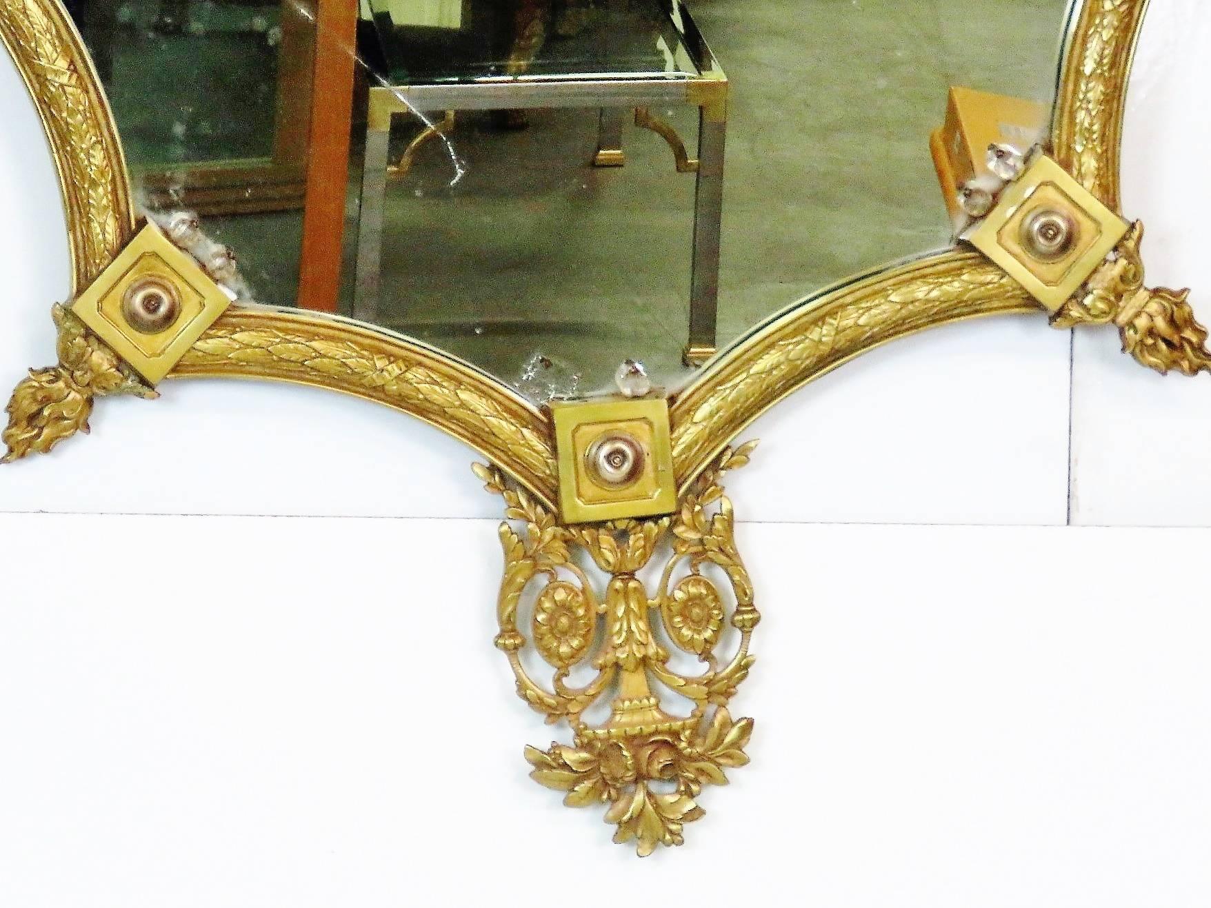 French Style Brass Hanging Wall Mirror 1