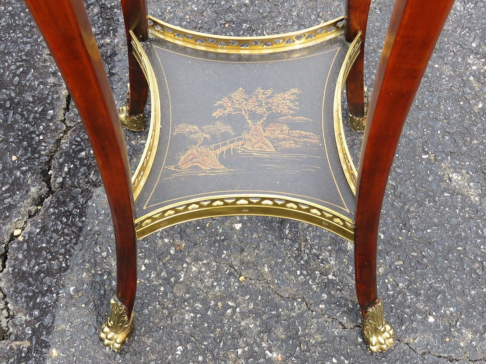 20th Century Maitland-Smith Chinoiserie Decorated and Brass Stand