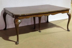 Queen Anne Style Burl Walnut Dining Table