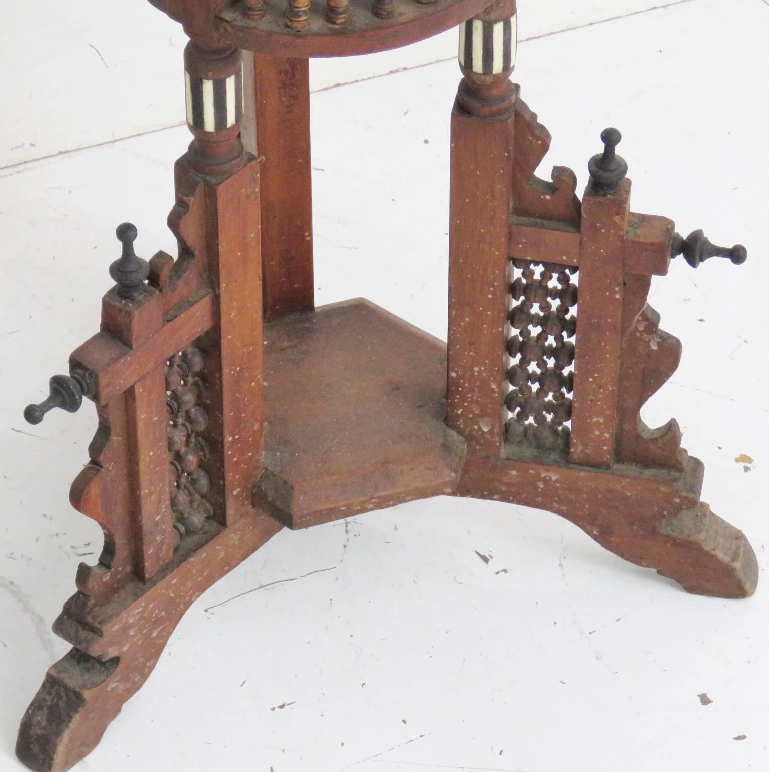 Pair of Moroccan Carved Inlaid Pedestals In Good Condition In Swedesboro, NJ