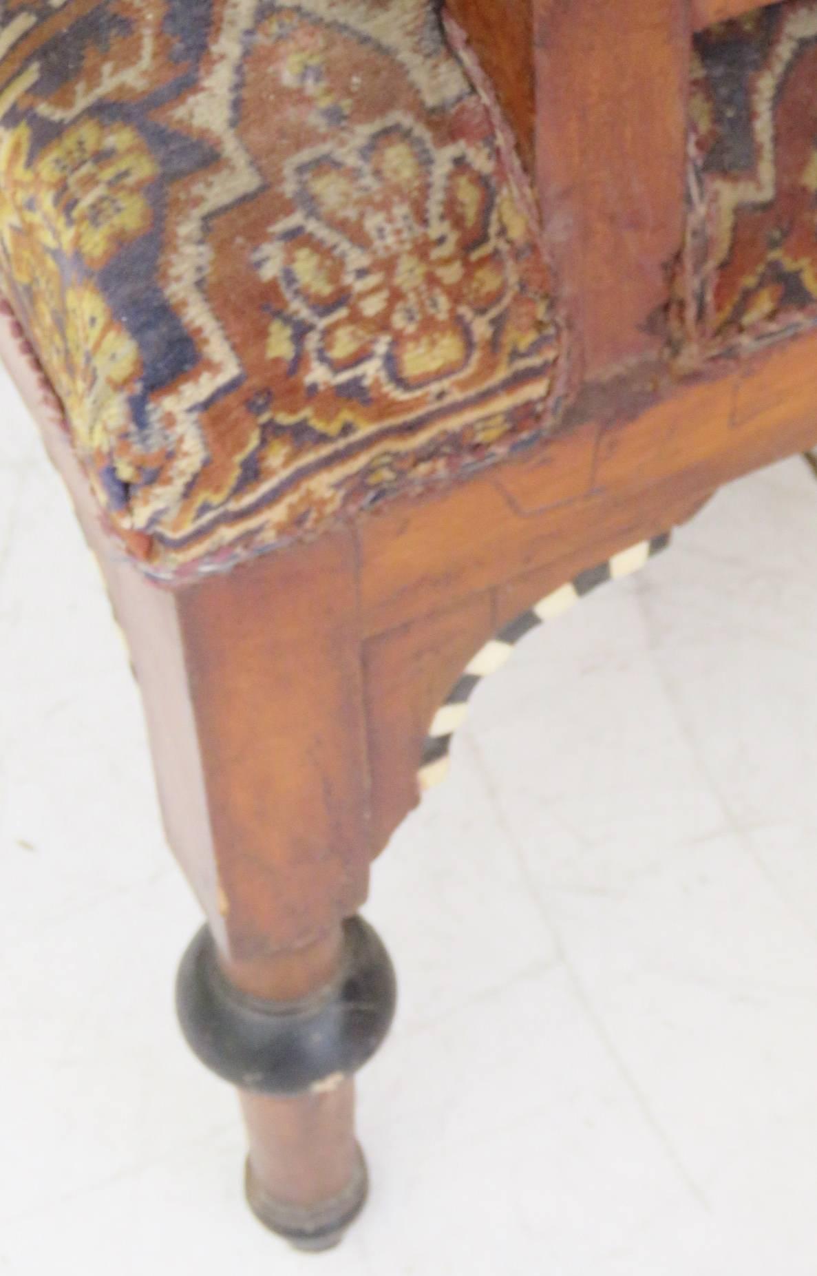 Mother-of-Pearl Pair of Moroccan Carved Inlaid Settees