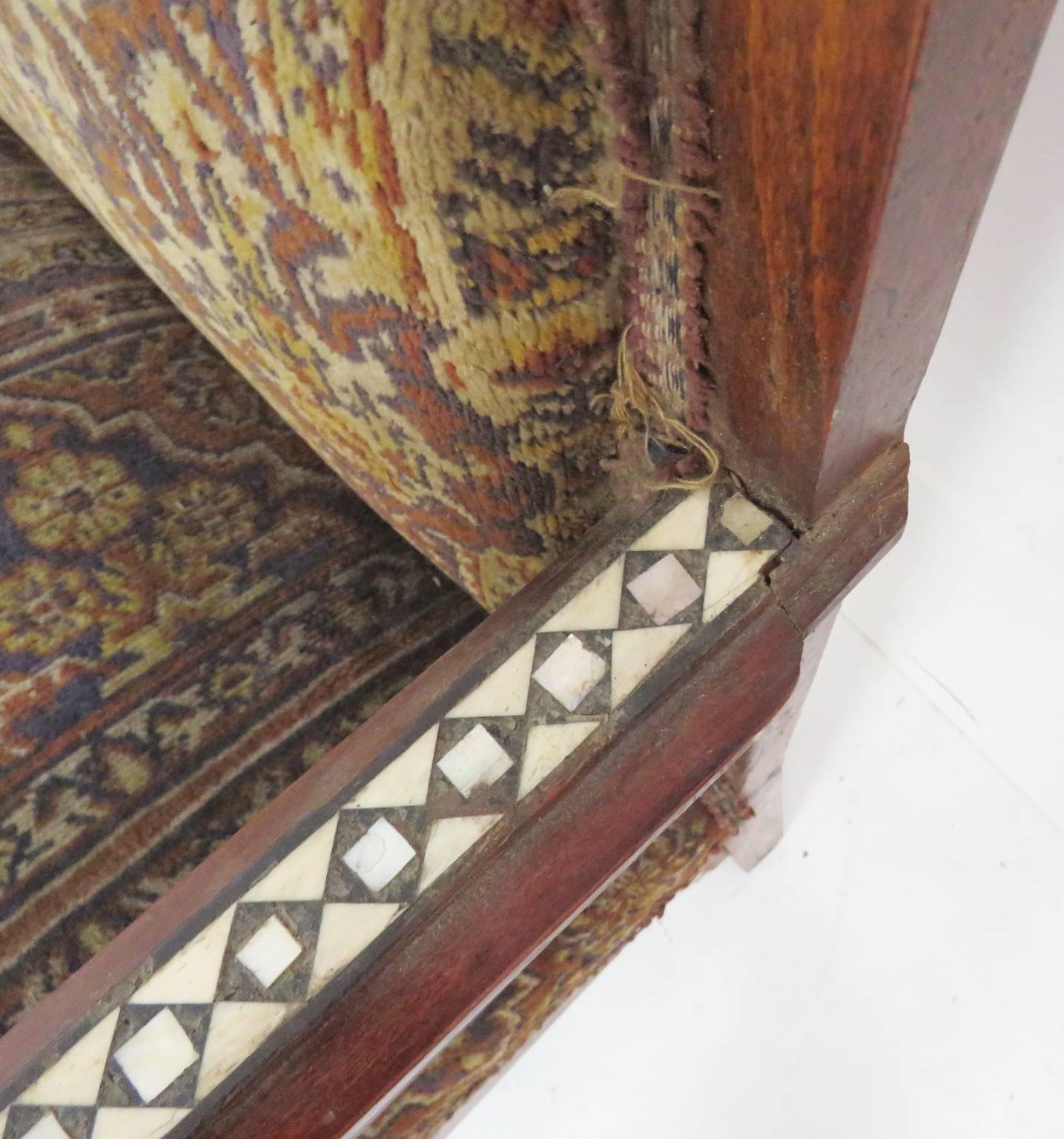 Pair of Moroccan Carved Inlaid Settees 2
