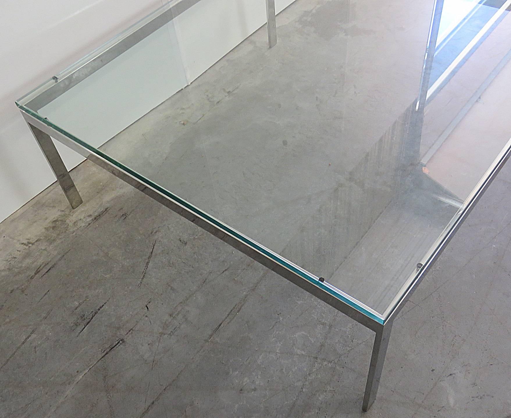 Mid-Century Modern Glass Top Coffee Table Attributed Knoll
