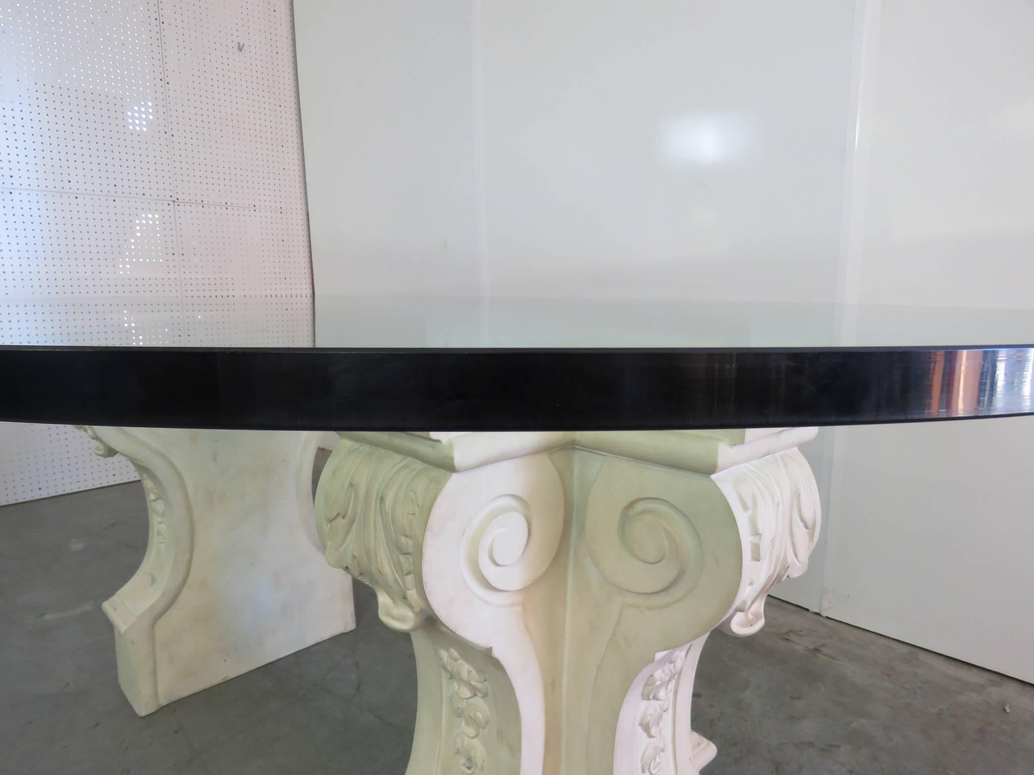 Hollywood Regency Glass Top Dining Table In Good Condition In Swedesboro, NJ