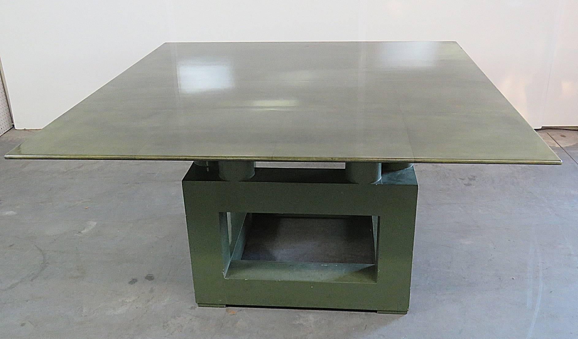 Rare Shagreen top dining table with a painted wood base