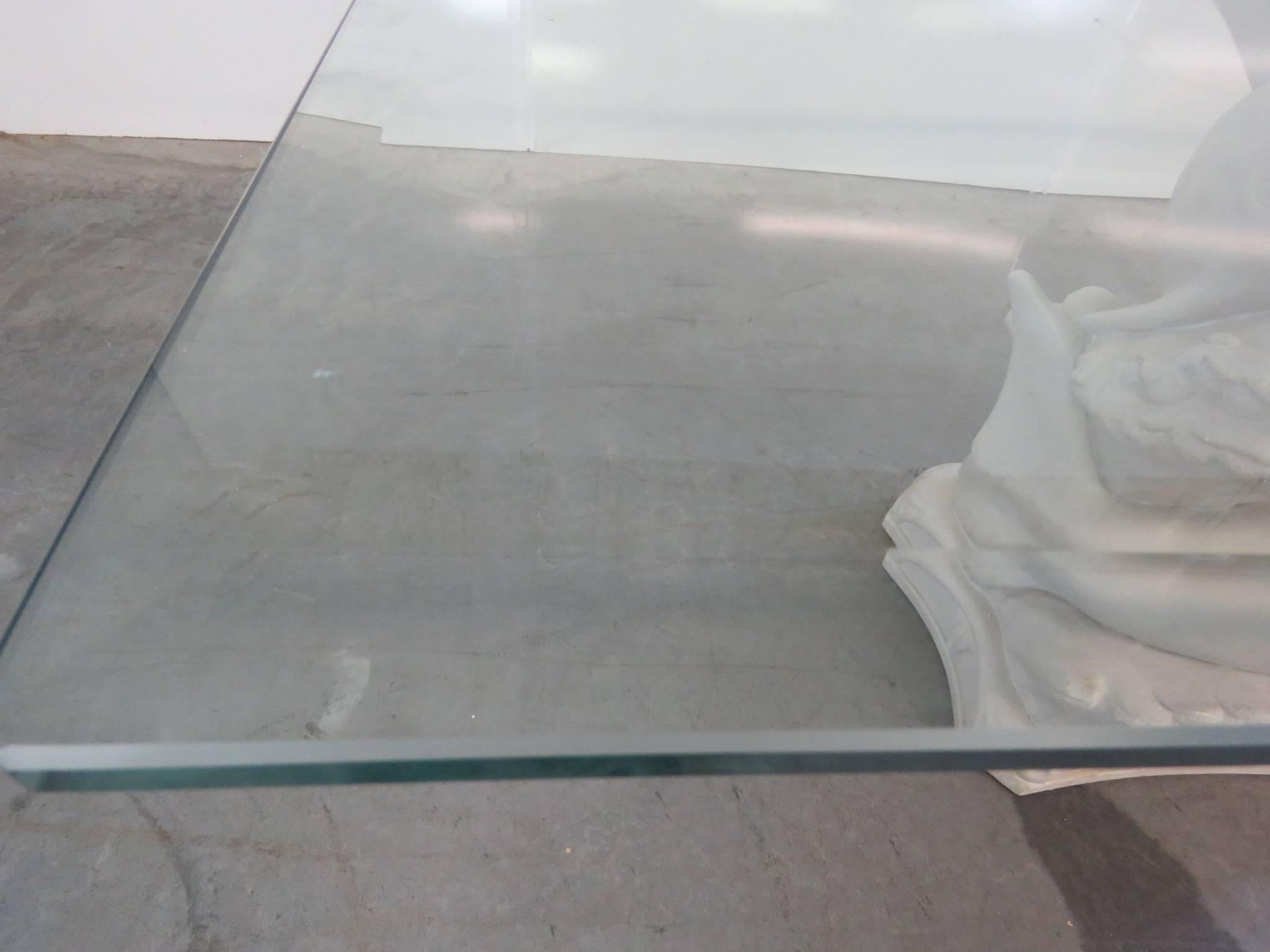 Mid-Century Modern Glass Top Dolphin Table