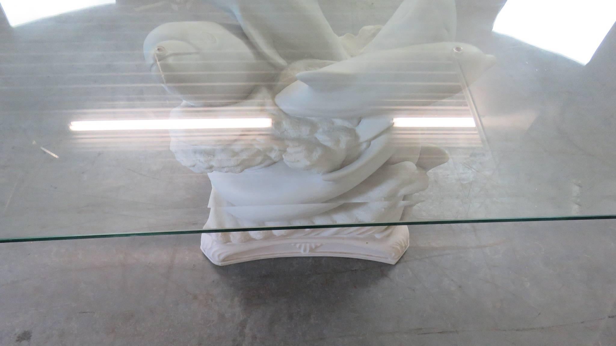 Beveled Glass Top Dolphin Table