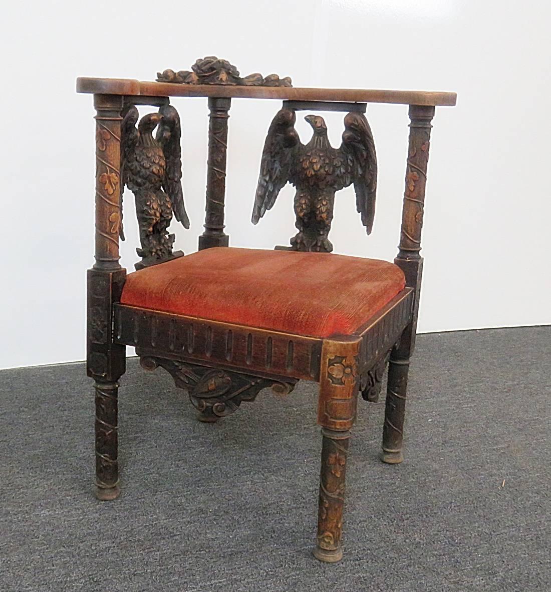 Renaissance Carved Figural Corner Chair