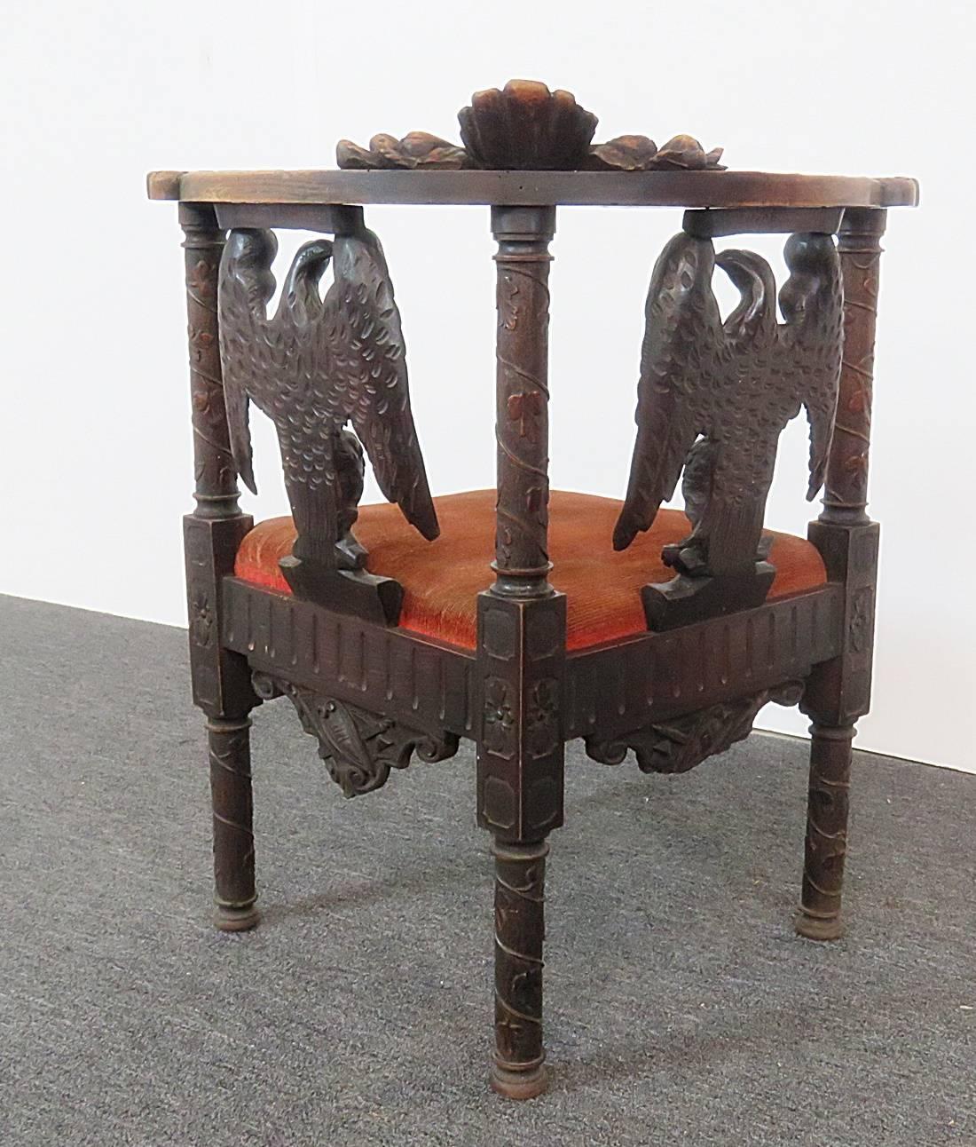 American Carved Figural Corner Chair