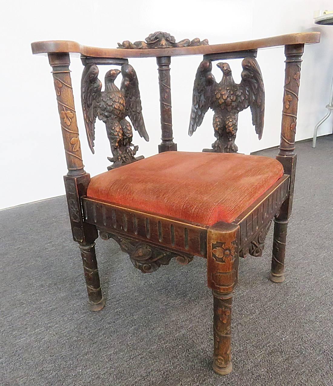 Mid-20th Century Carved Figural Corner Chair