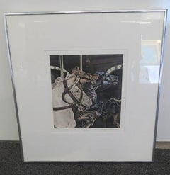 "Neck and Neck ii" Acquatinta colorata a mano firmata C. S. Fitzsimonds