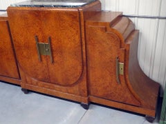 Monumentale Jules Leleu Stil Art Deco Marmor-Top Sideboard Buffet Server C1920s