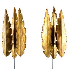 Brass Wall Sconces, Pair by Holm Sorensen, 1960s. Danish Midcentury Sconces