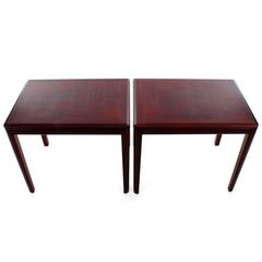 Pair of Mahogany 1970s, Scandinavian Side Table or Bedside Tables