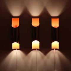 Pandean, Set of 3 Wall Sconces by Bent Karlby, Lyfa, 1970