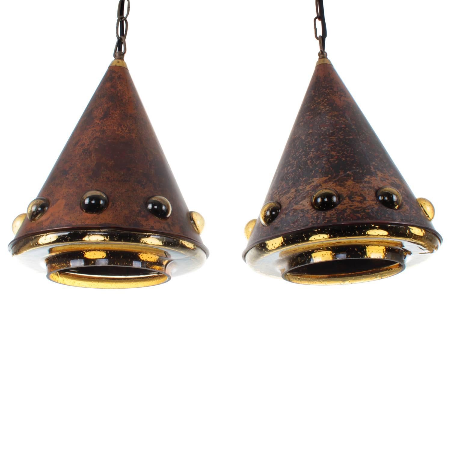 Rustic Pendant Pair by Nanny Still-Mckinney for RAAK in the 1960s