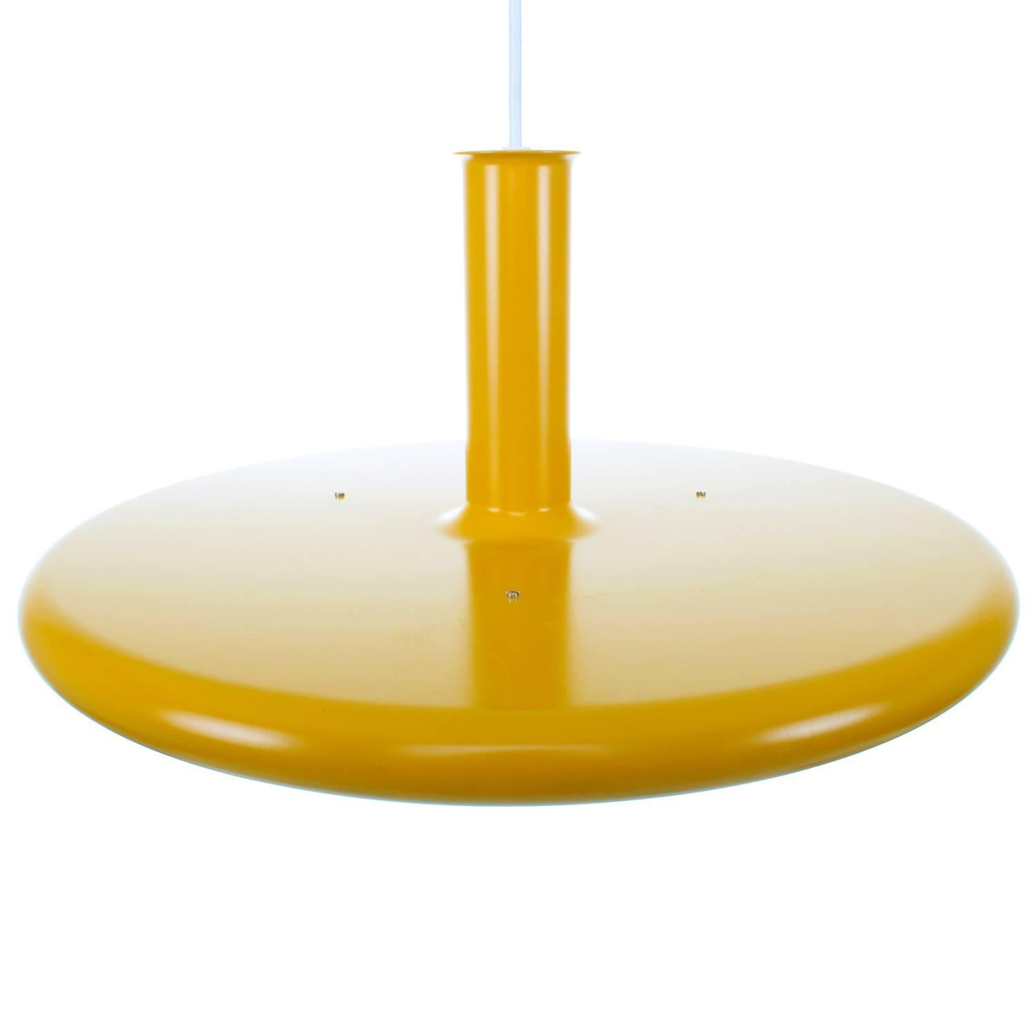 Lacquered Optima 6, Yellow Pendant by Hans Due, Fog & Morup, 1972, Large Space Age Design