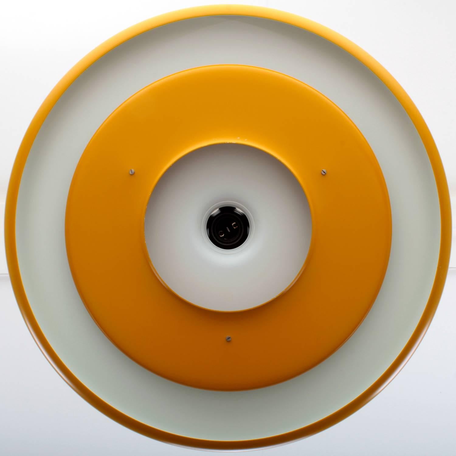 Optima 6, Yellow Pendant by Hans Due, Fog & Morup, 1972, Large Space Age Design In Excellent Condition In Frederiksberg, DK