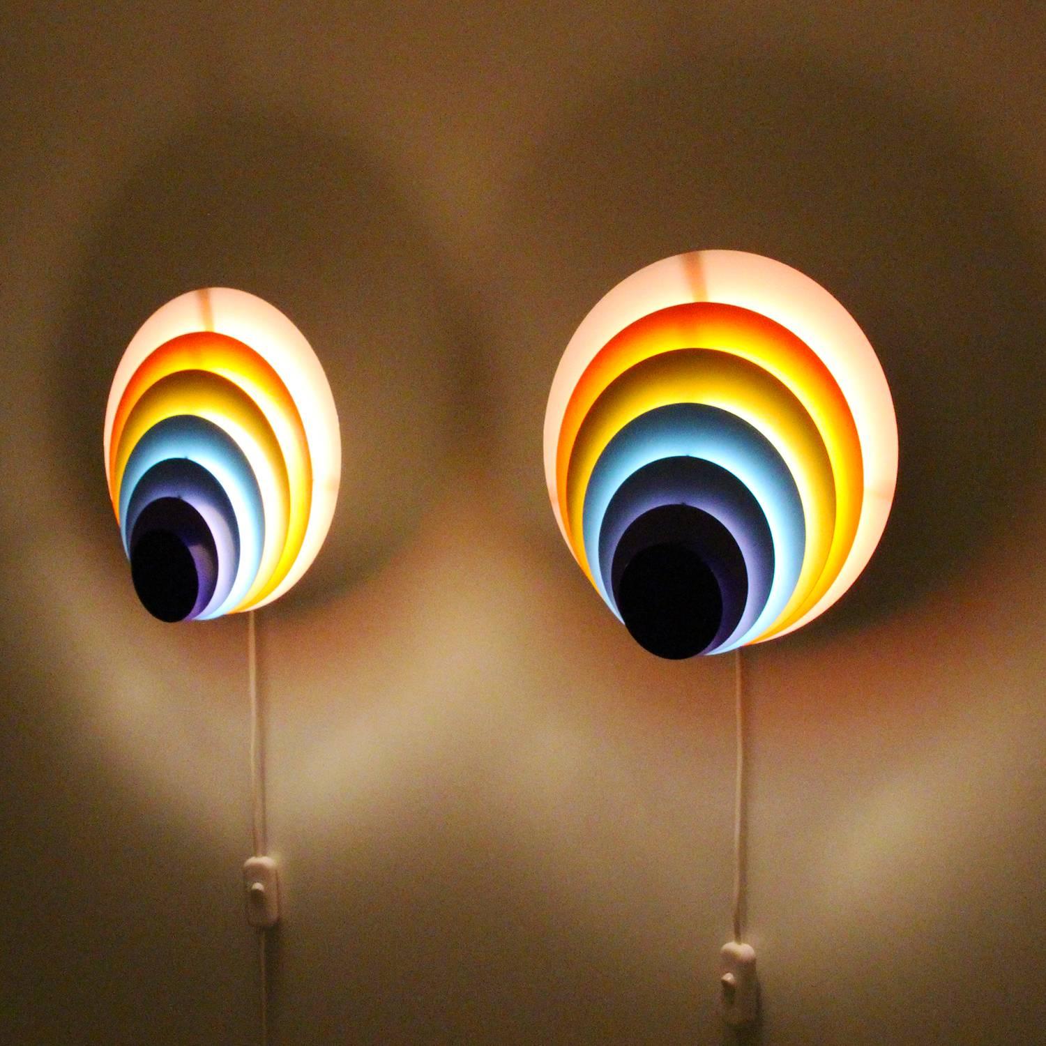 Peacock Pair of Wall Lights by Bent Karlby in 1974 for LYFA , Rare Pair In Excellent Condition In Frederiksberg, DK