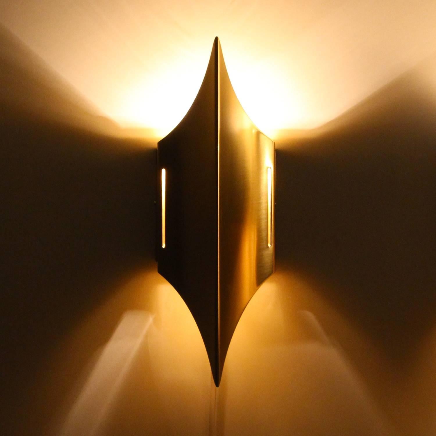 Gothic 1 + 2 - Set of Two Extremely Stylish Brass Wall Lights by Lyfa, 1970s 1