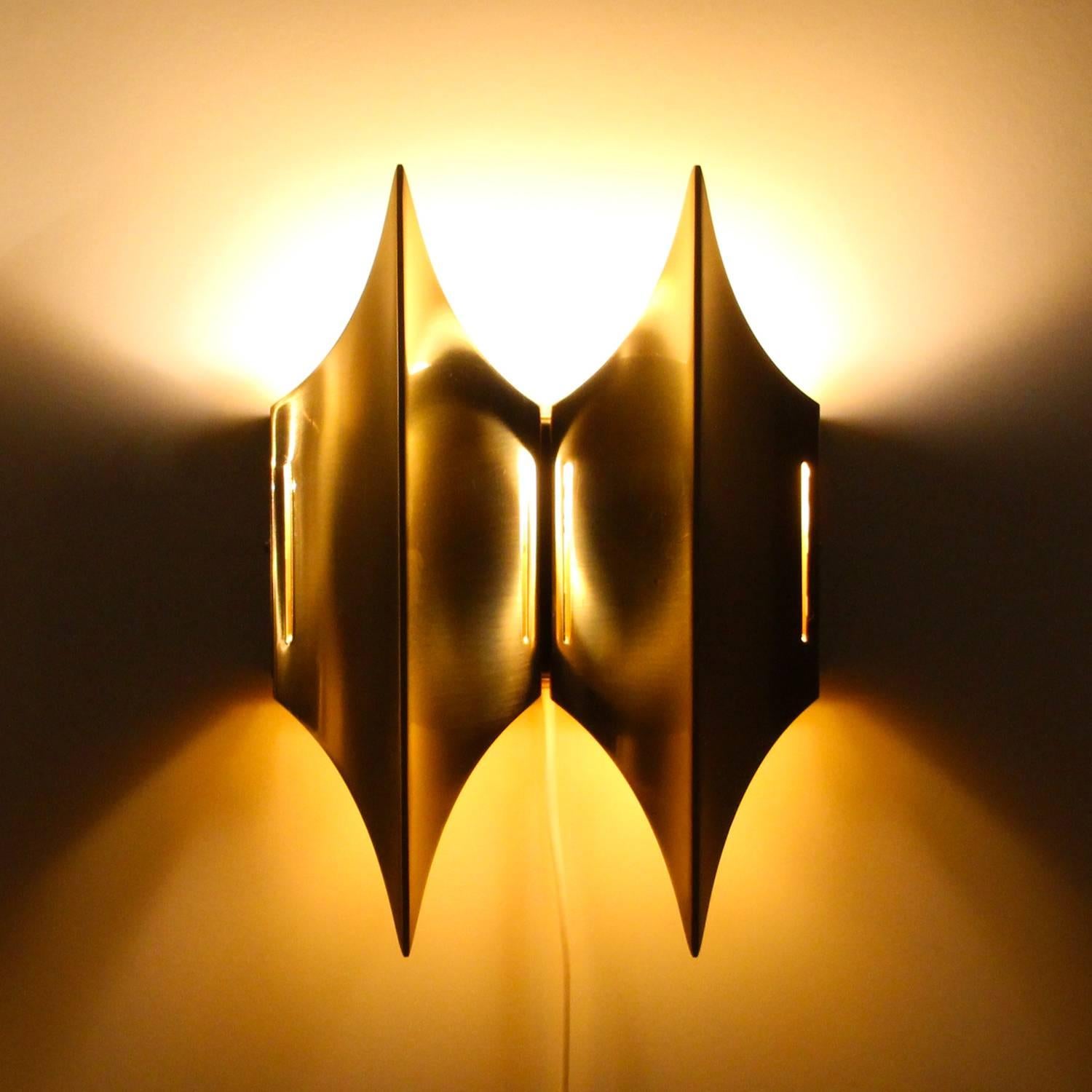 Gothic 1 + 2 - Set of Two Extremely Stylish Brass Wall Lights by Lyfa, 1970s 2