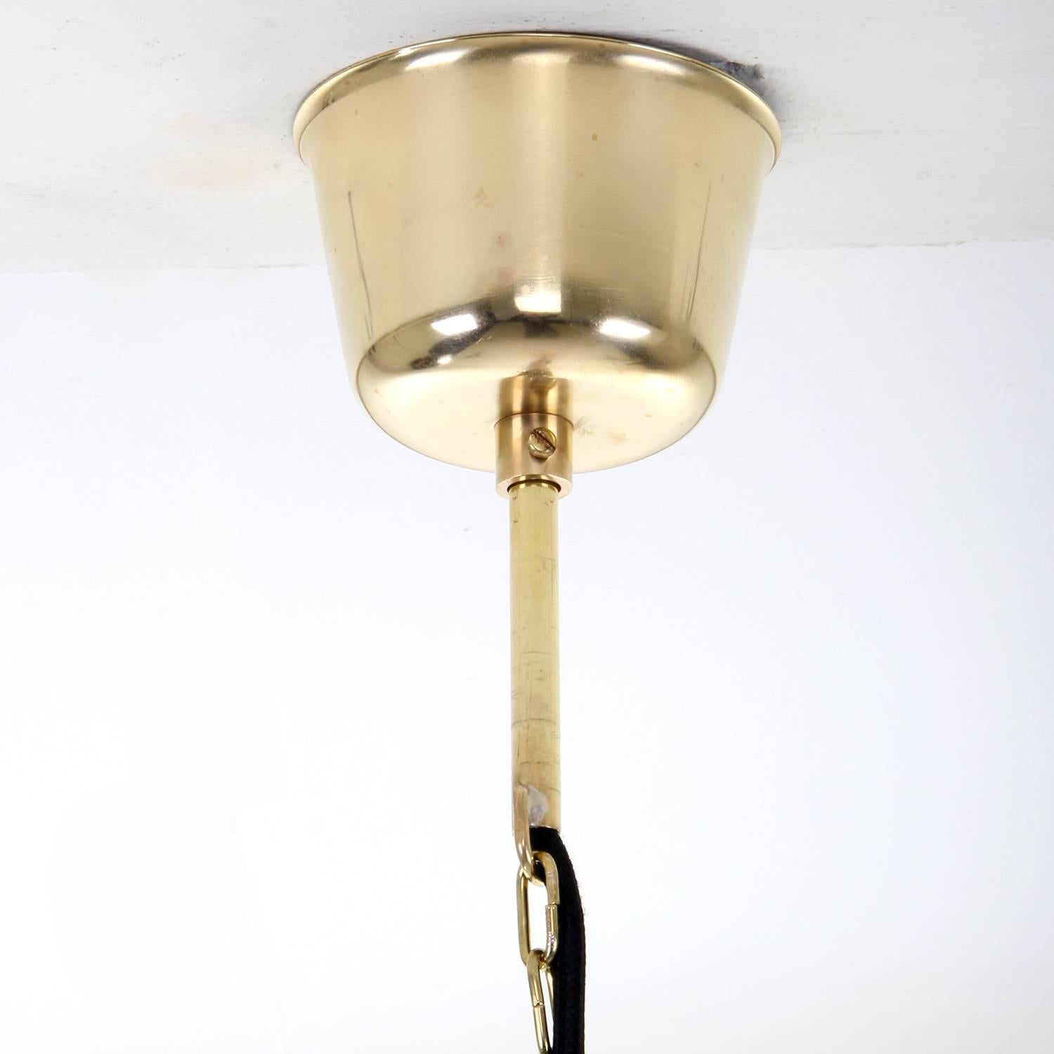Pressed Glass Pendant, No. 36404 by Vitrika, 1960s, Vintage Glass and Brass Lamp 2