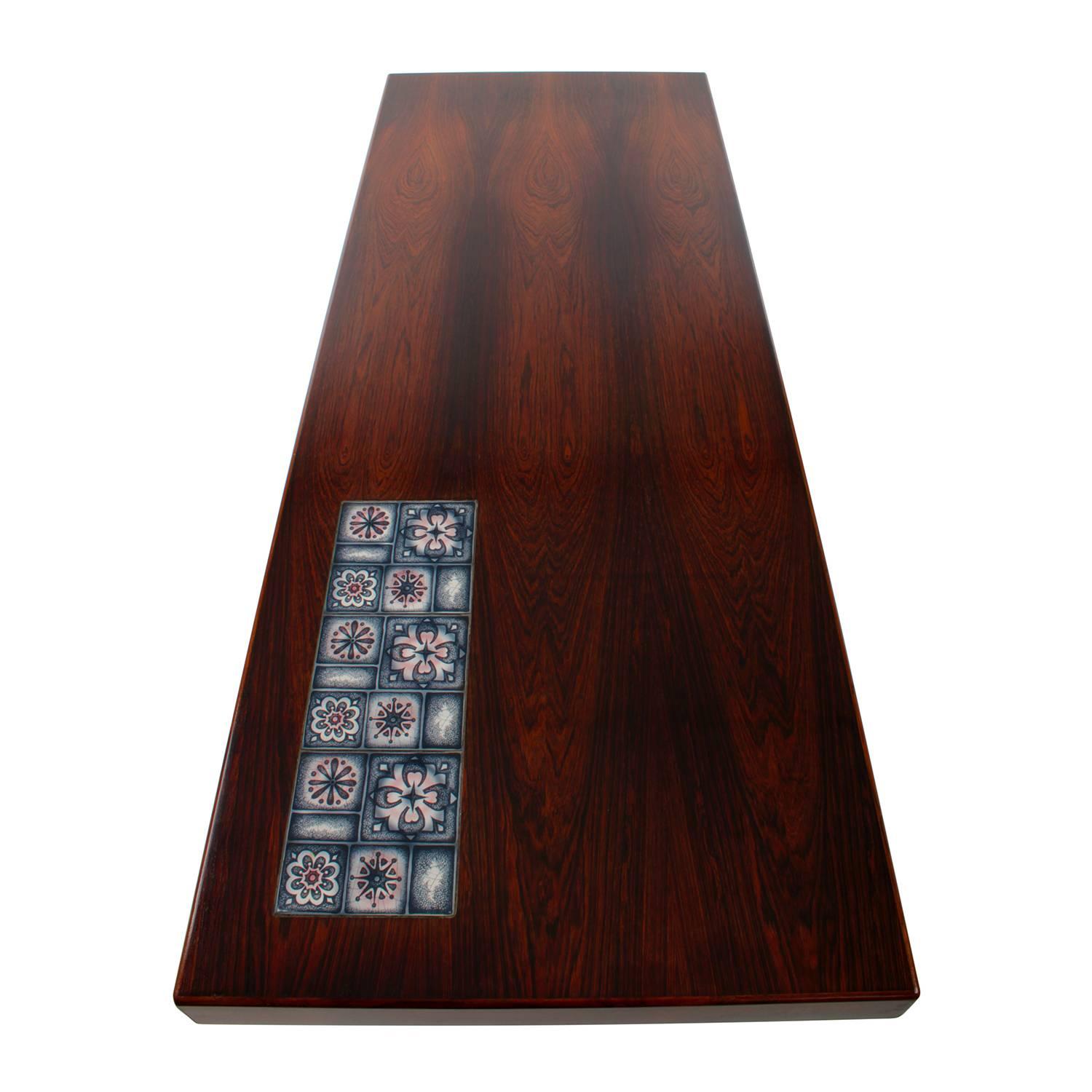 Mid-Century Modern Rosewood Coffee Table with Tiles by Johannes Andersen, CFC Silkeborg, 1960s For Sale
