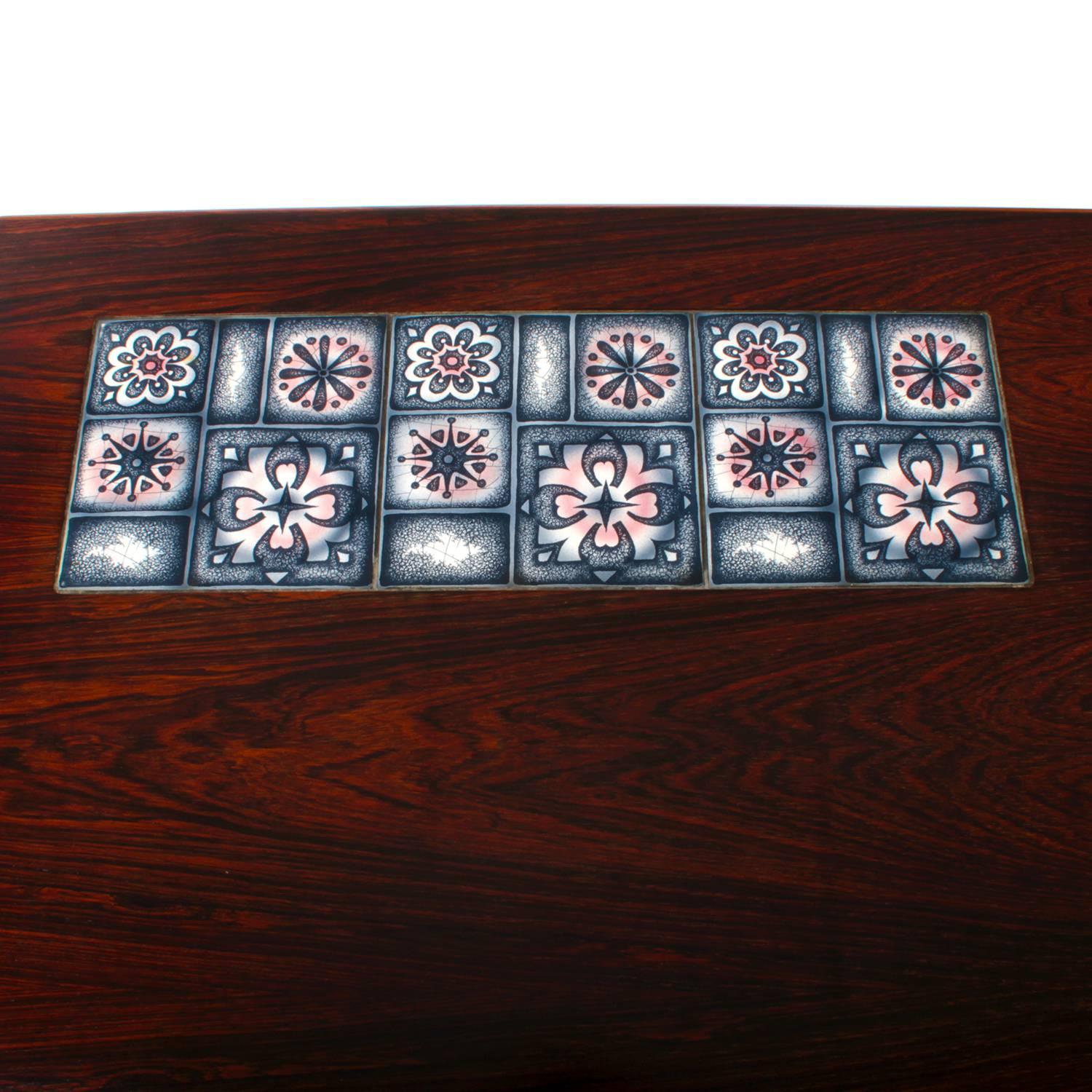 Danish Rosewood Coffee Table with Tiles by Johannes Andersen, CFC Silkeborg, 1960s For Sale