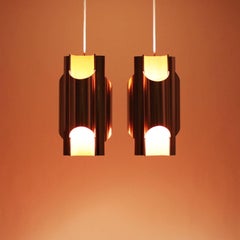 Pantre Pendant Pair by Bent Karlby, Lyfa, 1970, Extremely Rare Hanging Lights