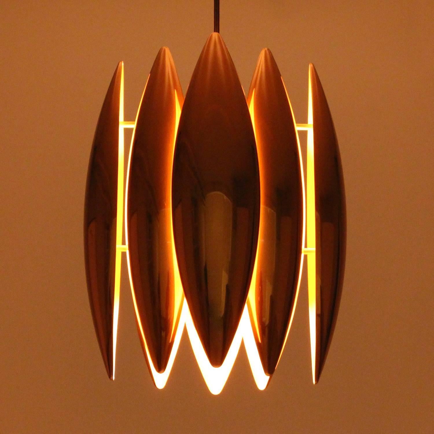 Kastor, Copper Pendant by Jo Hammerborg, Fog & Mørup, 1969. Danish Vintage Lamp In Excellent Condition In Frederiksberg, DK