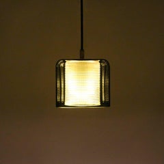 Orrefors Square Pendant by Lyfa/Orrefors, 1960s, Green and Clear Crystal Lamp
