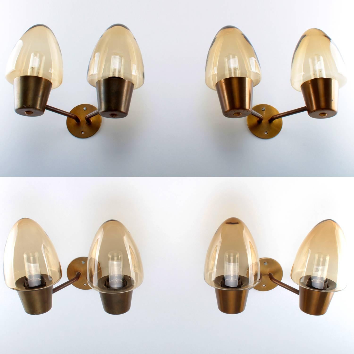Swedish Crystal Glass Sconces, Pair by Hans-Agne Jakobsson, 1960s, Gorgeous Wall Lamps