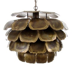 TYPE 6435, Large Brutalist Brass Pendant by Holm Sorensen & Co. in the 1960s