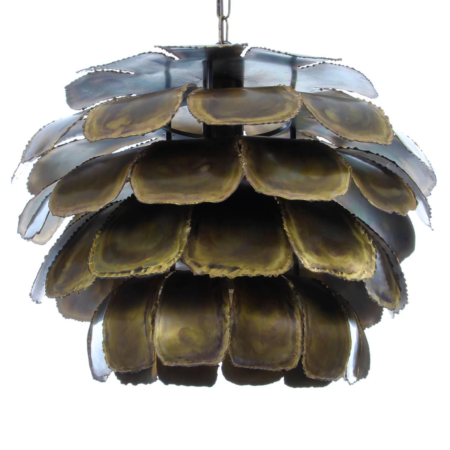 TYPE 6435, Large Brutalist Brass Pendant by Holm Sorensen & Co. in the 1960s In Excellent Condition In Frederiksberg, DK