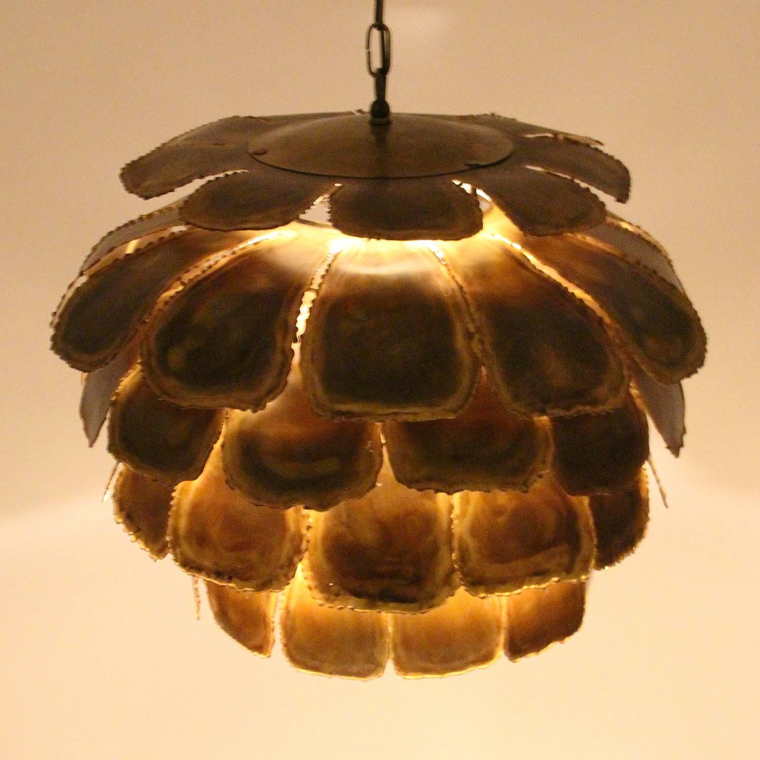 TYPE 6435, Large Brutalist Brass Pendant by Holm Sorensen & Co. in the 1960s 2