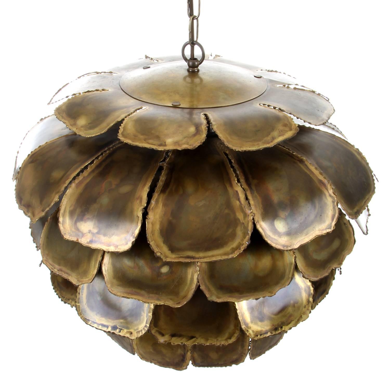 TYPE 6435, Large Brutalist Brass Pendant by Holm Sorensen & Co. in the 1960s 1