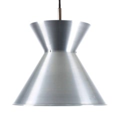 Dobbeltkegle, Rare Aluminum Pendant Pair by Mogens Koch, Louis Poulsen, 1956