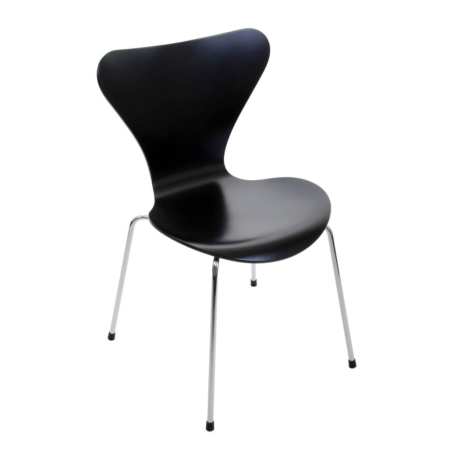 We have ten of these iconic chairs left in black lacquer finish.

We have ten original vintage (labeled production year 1995) Series 7 chairs, fully restored and re-lacquered in a silk semi-gloss black finish - done by the premiere furniture