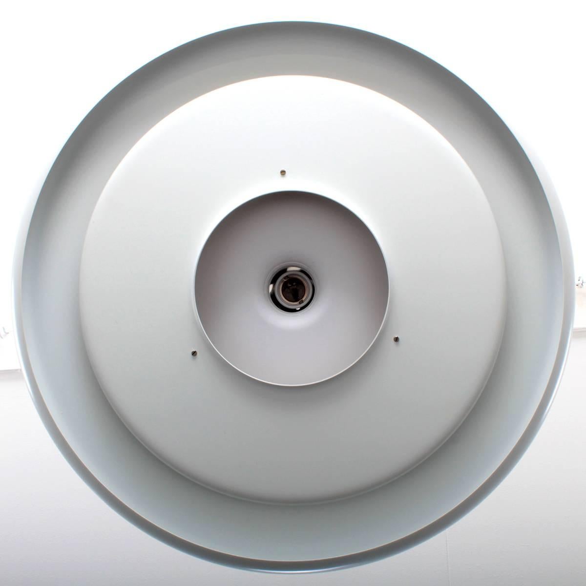 Lacquered OPTIMA 7, white minimalist ceiling lighting by Hans Due in 1972 for Fog & Morup For Sale