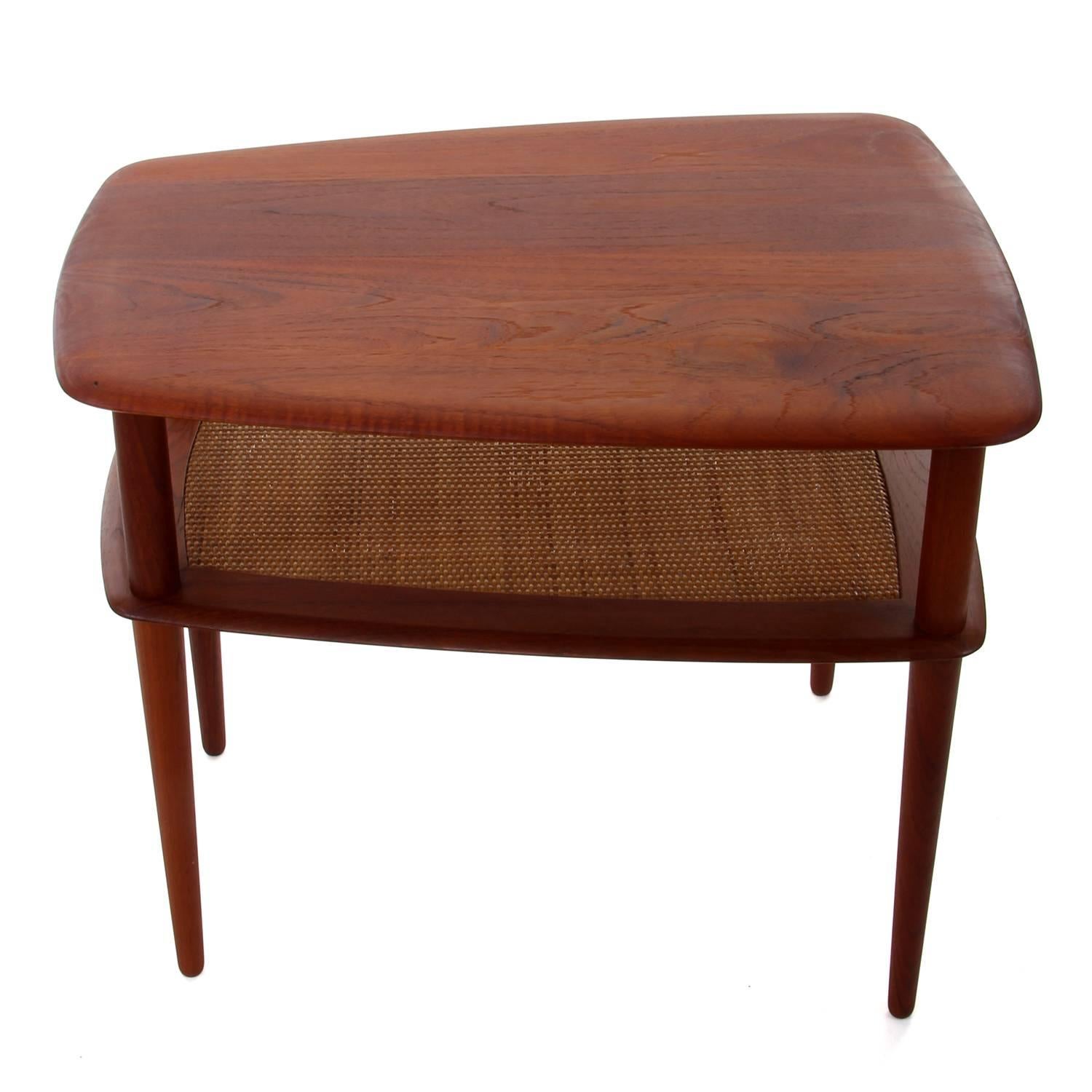 Cane FD 518 Teak Lamp Table by Hvidt & Molgaard for France and Son, 1956 For Sale