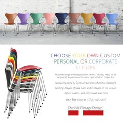 Series 7 Chairs by Arne Jacobsen, Fritz Hansen, 1955, Restored in Custom Colors