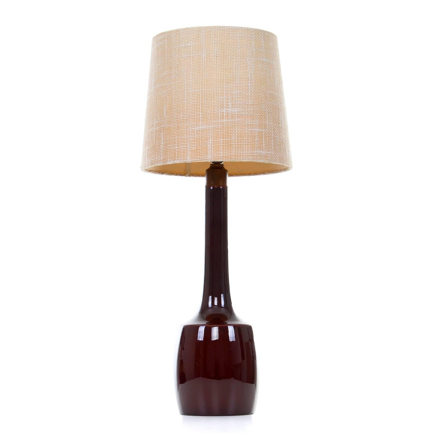 Mid-Century Modern Tall Table Light by Danish Knabstrup Keramik, 1960s. Vintage Shade Included For Sale