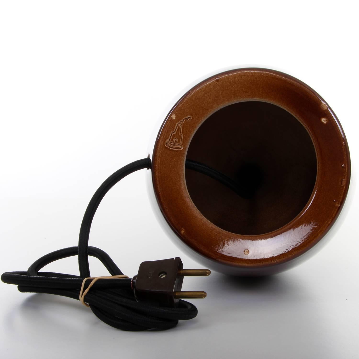 Tall Table Light by Danish Knabstrup Keramik, 1960s. Vintage Shade Included For Sale 2