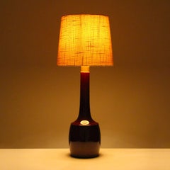 Tall Table Light by Danish Knabstrup Keramik, 1960s. Vintage Shade Included