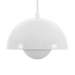 Flowerpot by Verner Panton, Louis Poulsen, 1968. Vintage White Enameled Pendant