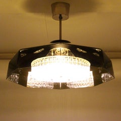 Orrefors Semi-Flush by Lyfa/Orrefors, 1960s, Rare Magnificent Scandinavian Light