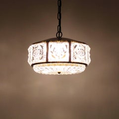 Pressed Glass Pendant by Vitrika, 1960s, Gorgeous Regency Style Hanging Lamp