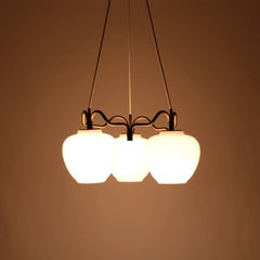 Ring Chandelier, Opal and Brass by Bent Karlby for Lyfa, 1940s